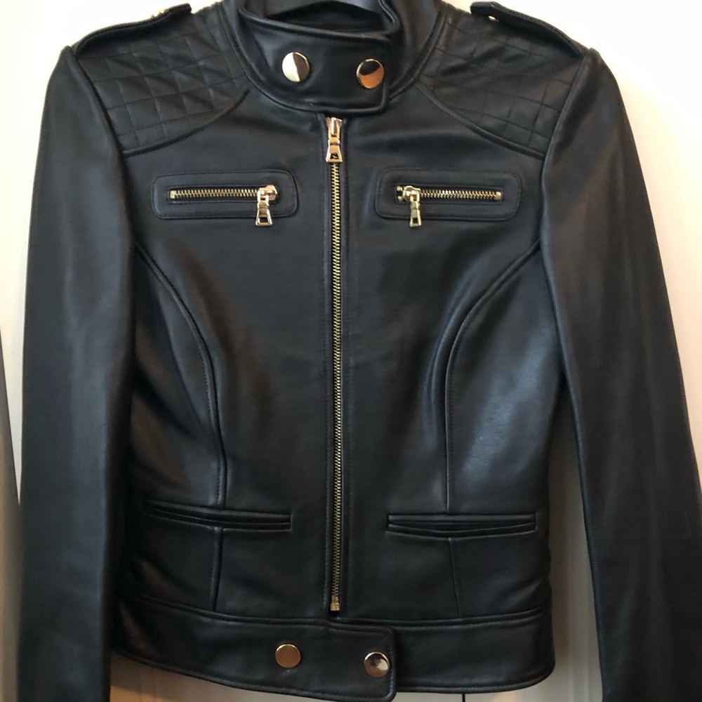 XS lamb leather moto jacket